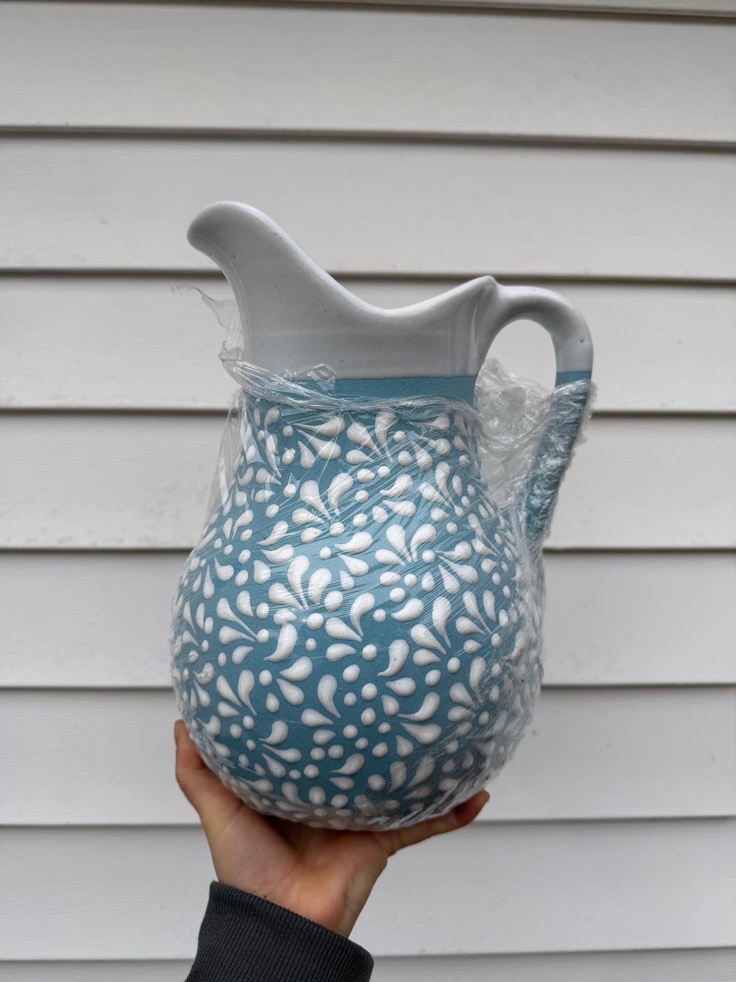 Hand-Painted Blue & White Pitcher