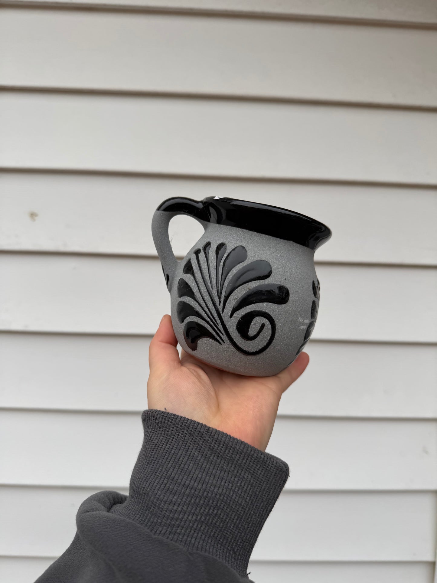 Black & Gray Barro Hand-Painted Mug