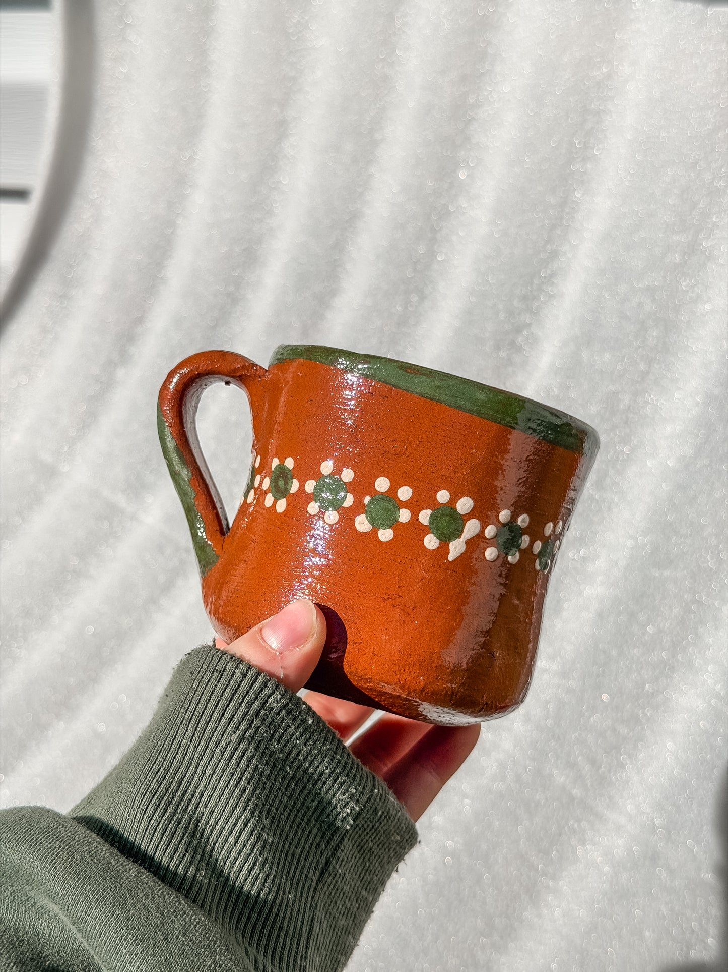 Traditional Green Trim Barro Mug