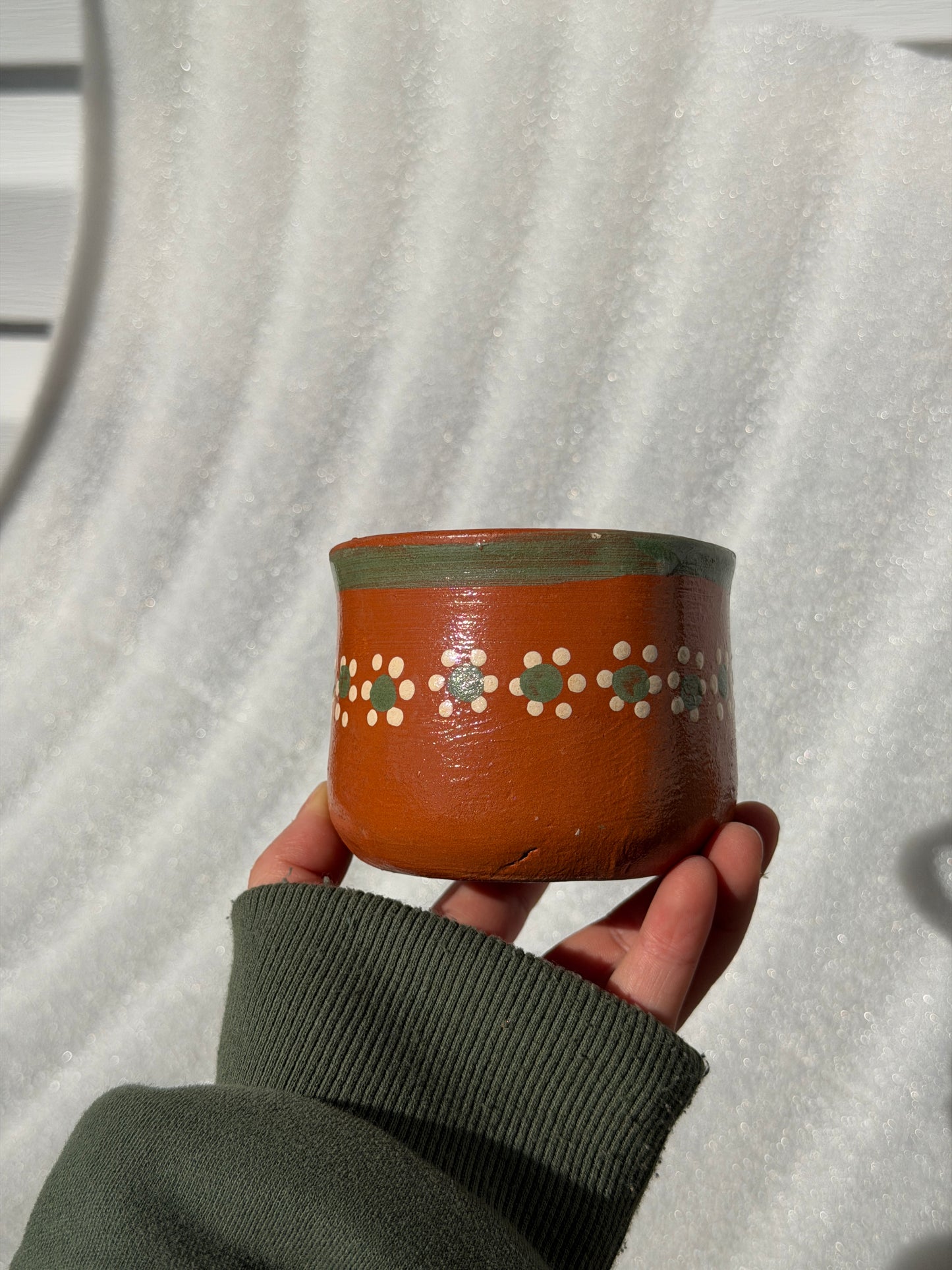 Traditional Small Green Trim Barro Mug