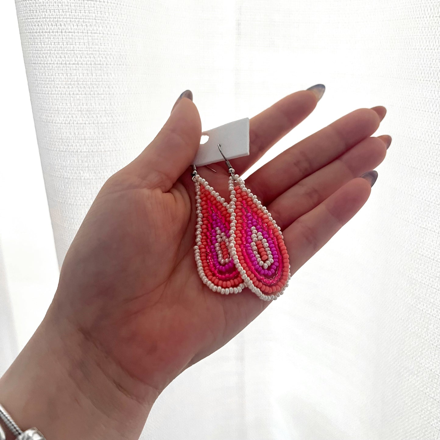 Dangling Pink Beaded Earrings