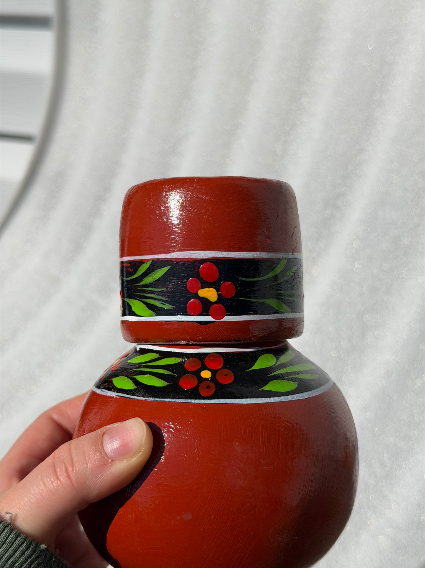 Small Red Hand Painted Cantaro with Cup