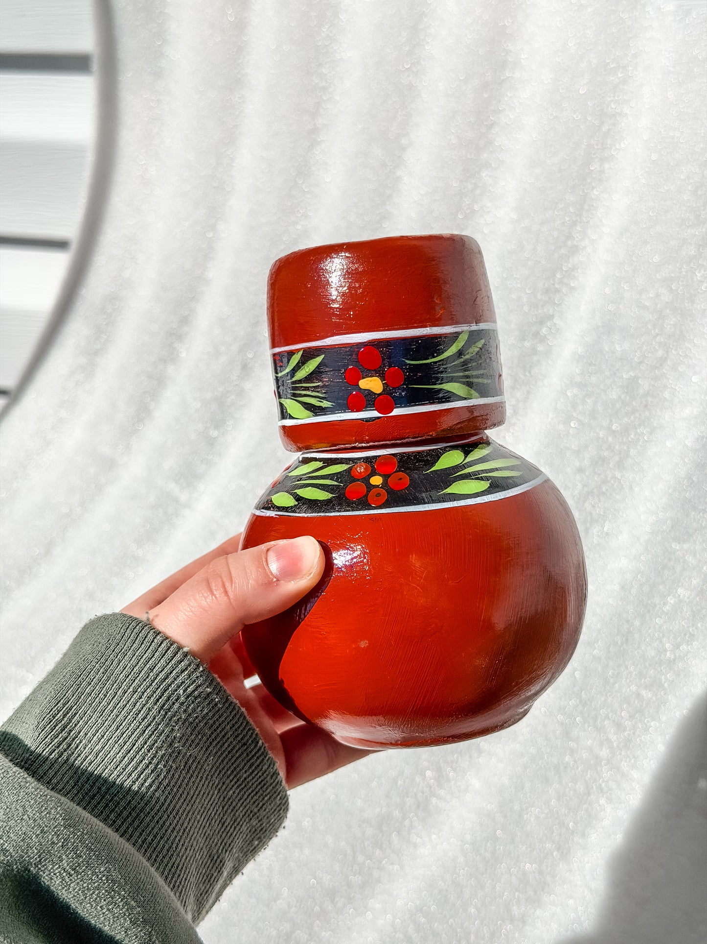 Small Red Hand Painted Cantaro with Cup
