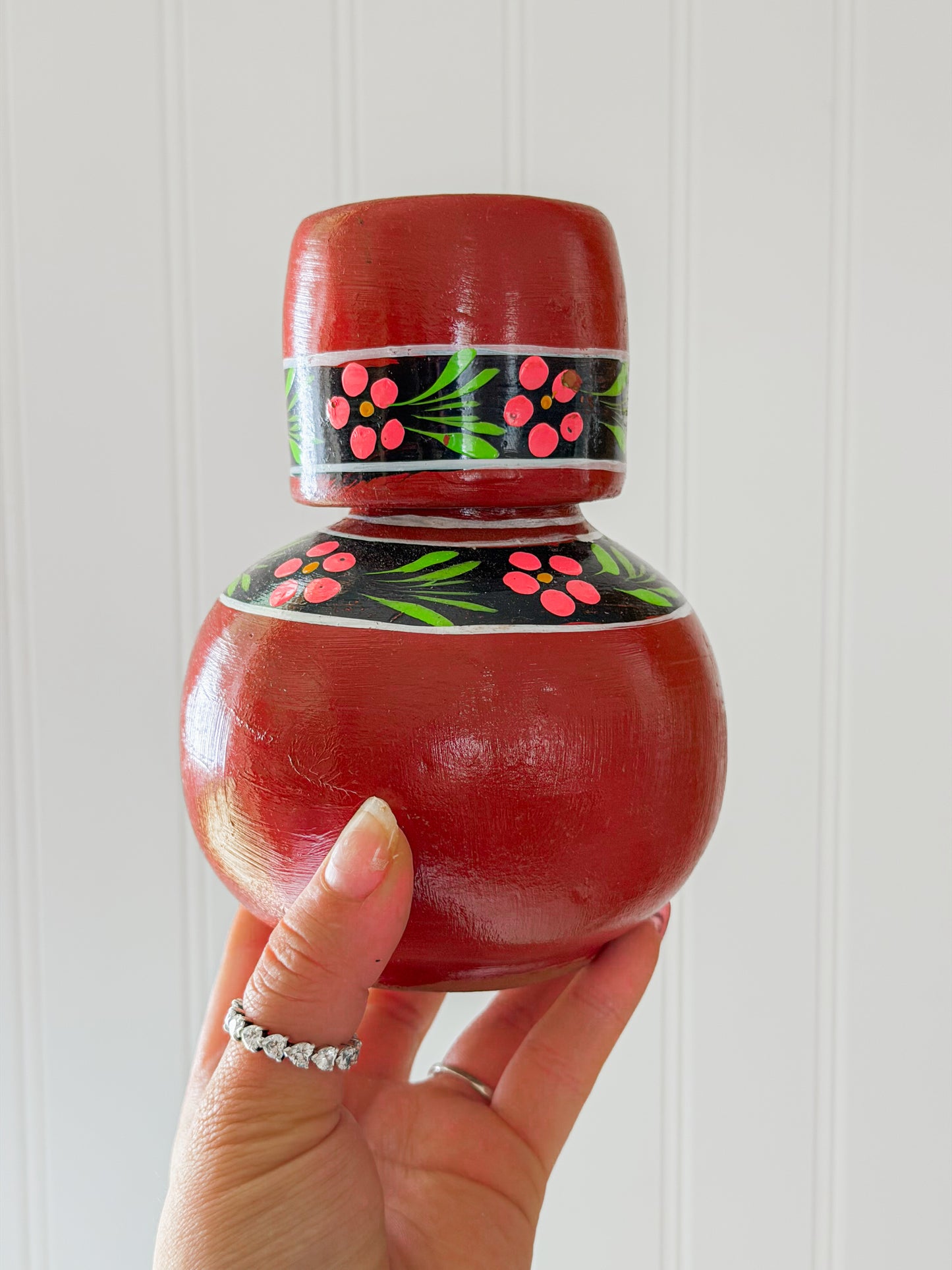 Small Red Hand Painted Cantaro with Cup