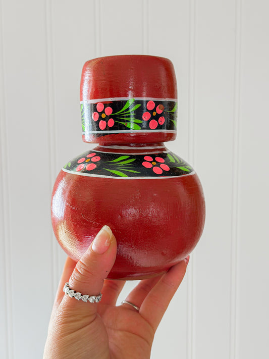 Small Red Hand Painted Cantaro with Cup