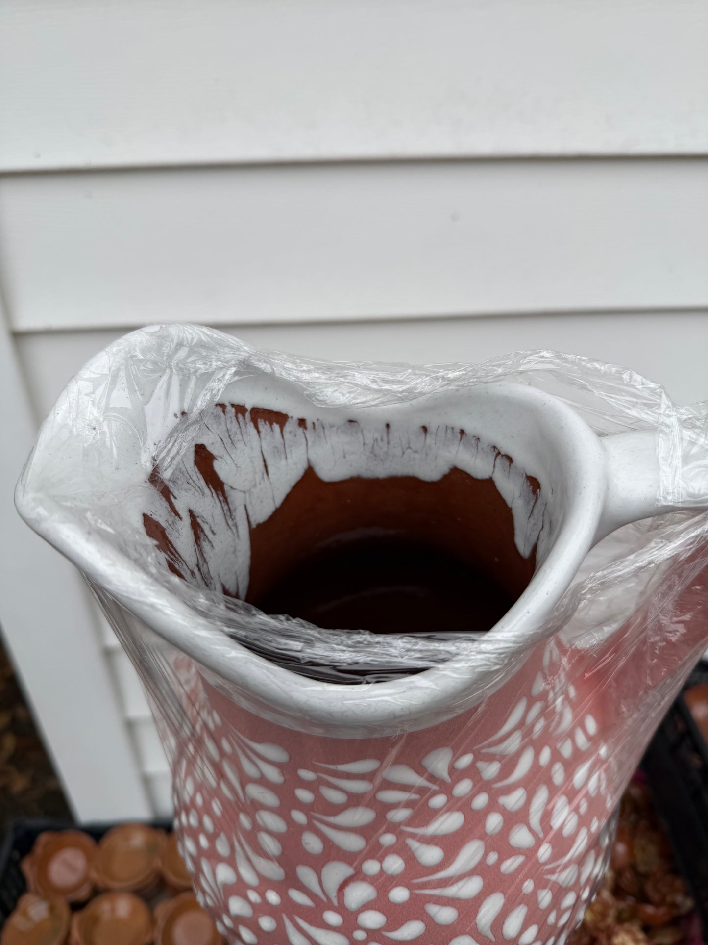 Hand-Painted Pink & White Pitcher