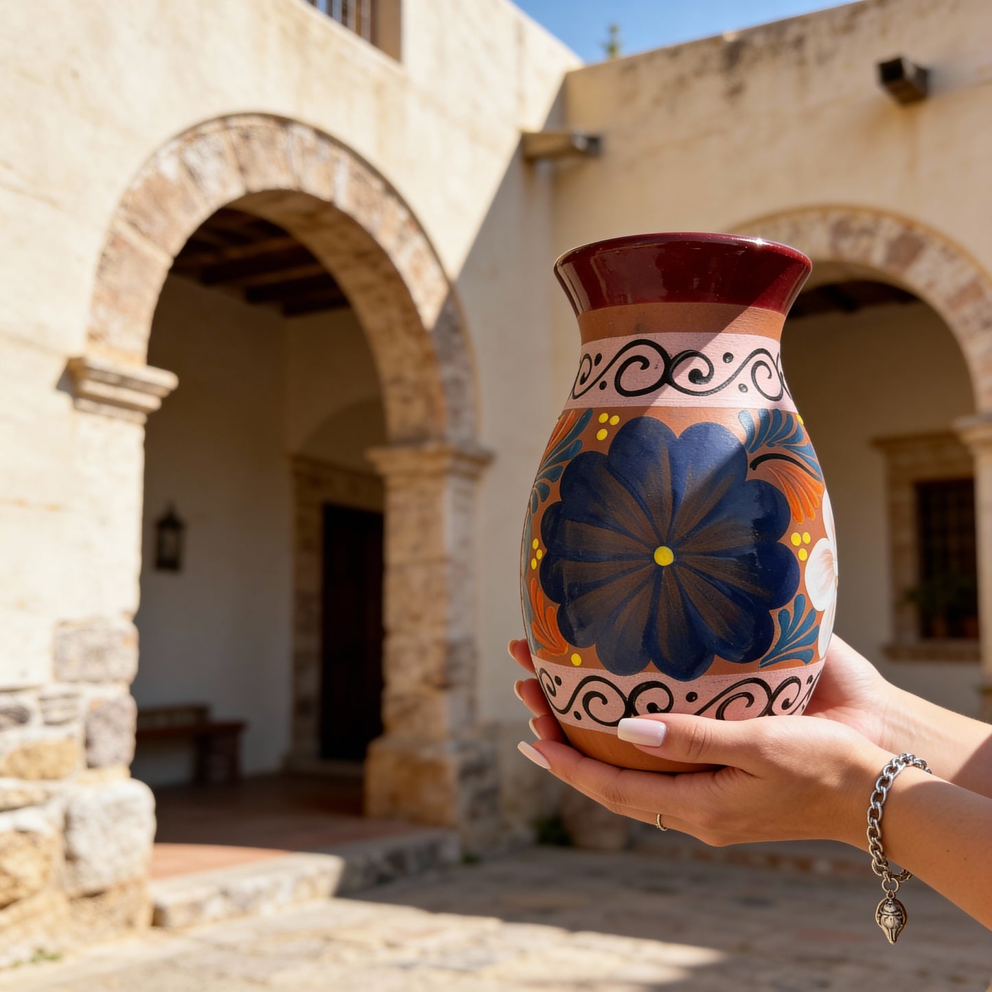 Hand-Painted Mexican Flower Vase