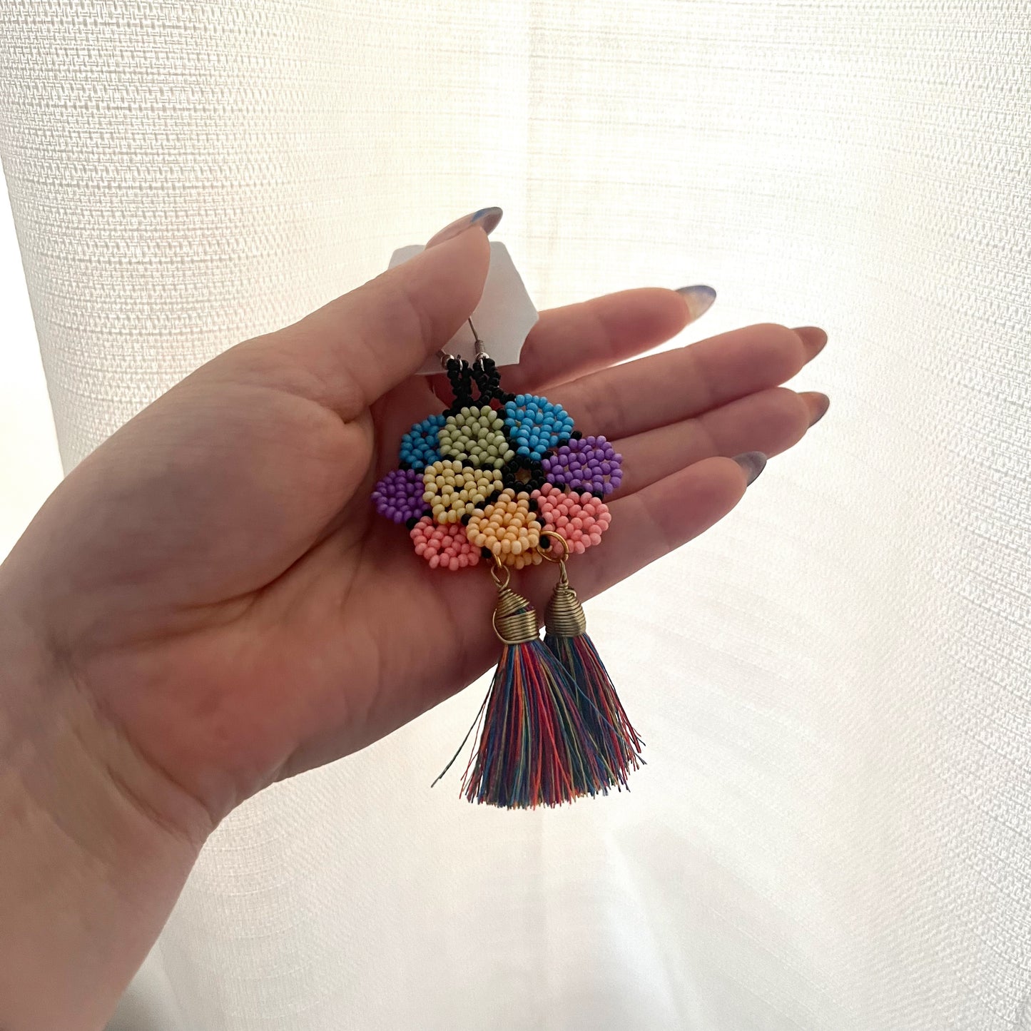 Dangling Flowered Beaded Earrings