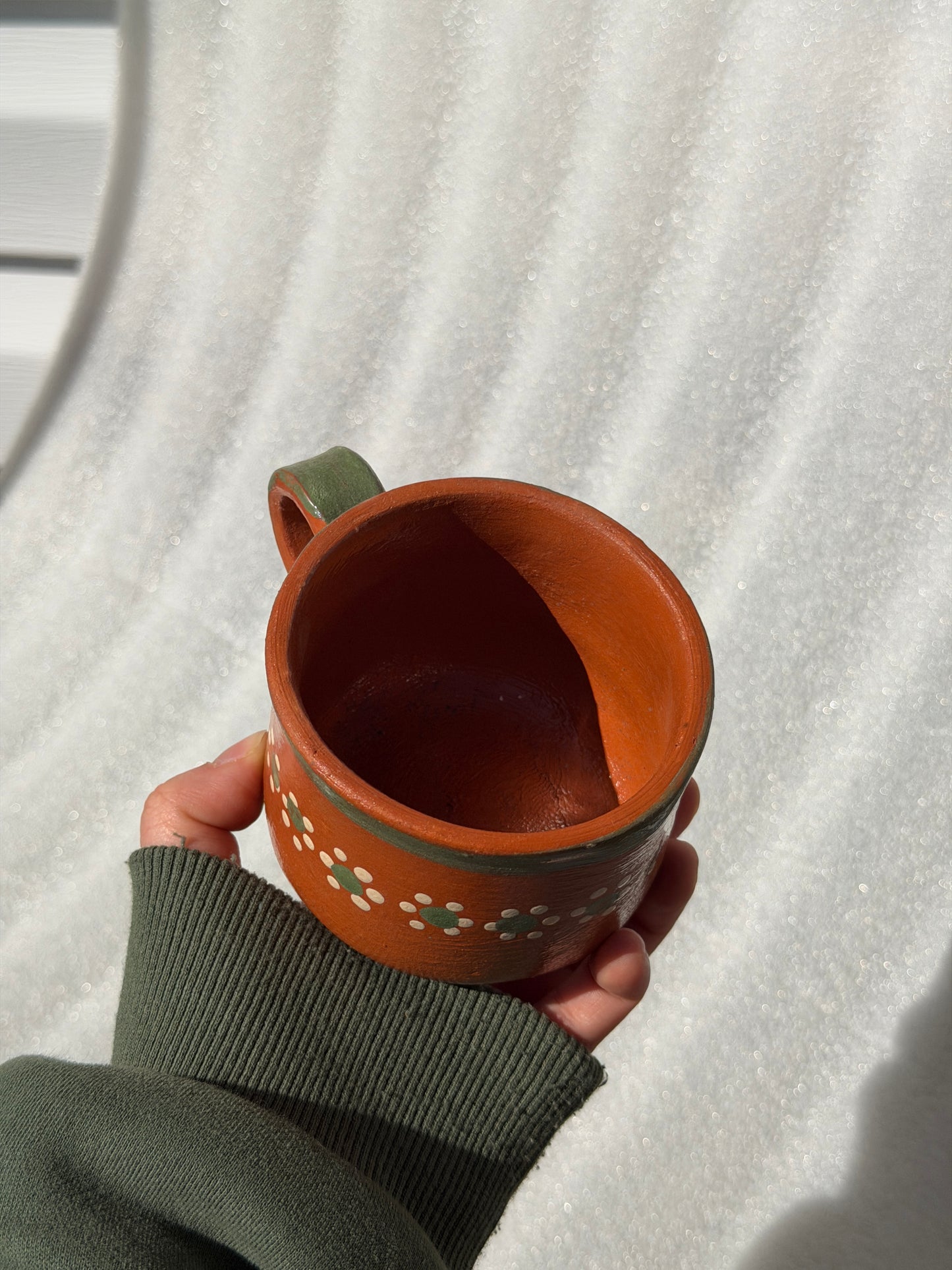 Traditional Small Green Trim Barro Mug