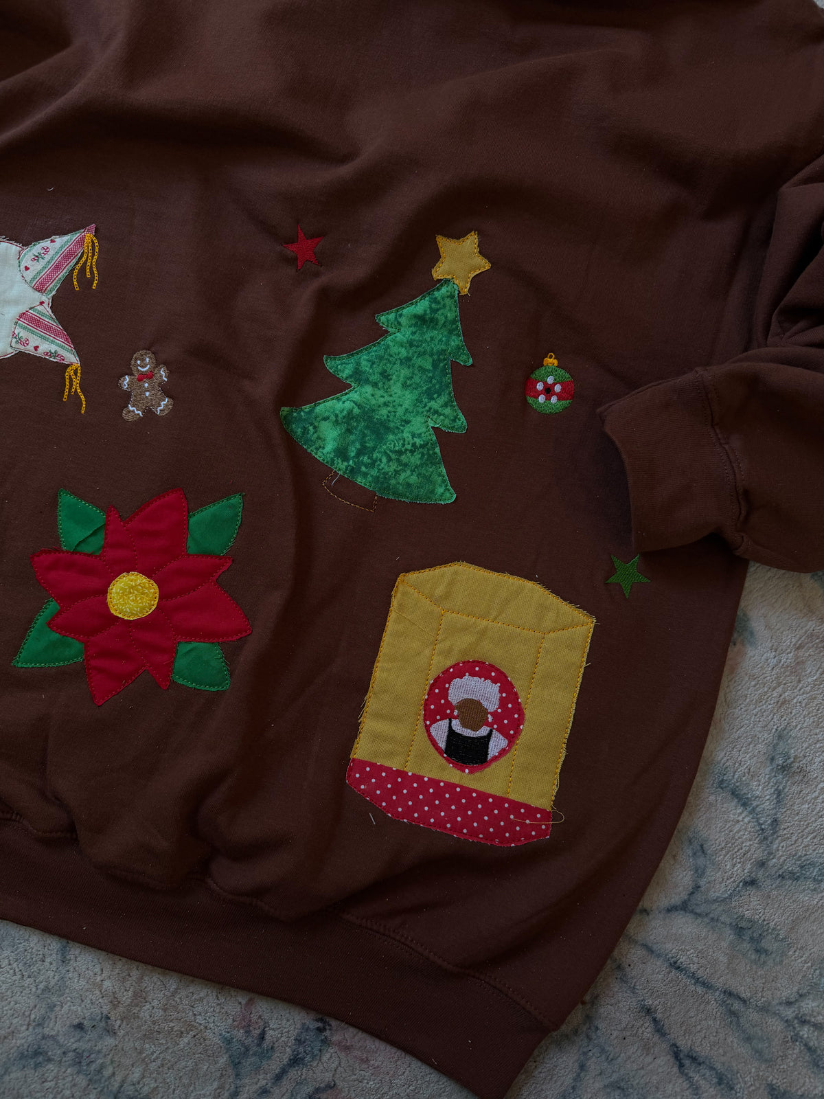 Handmade Christmas Appliqué & Embroidered Sweatshirt