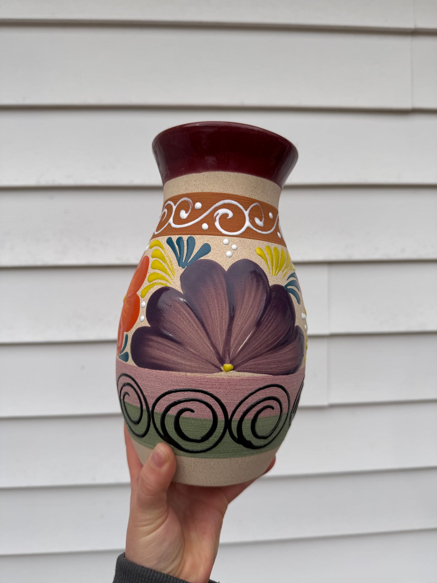 Hand-Painted Light Mexican Flower Vase