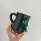 Black Ceramic Floral Artesanal Mug
