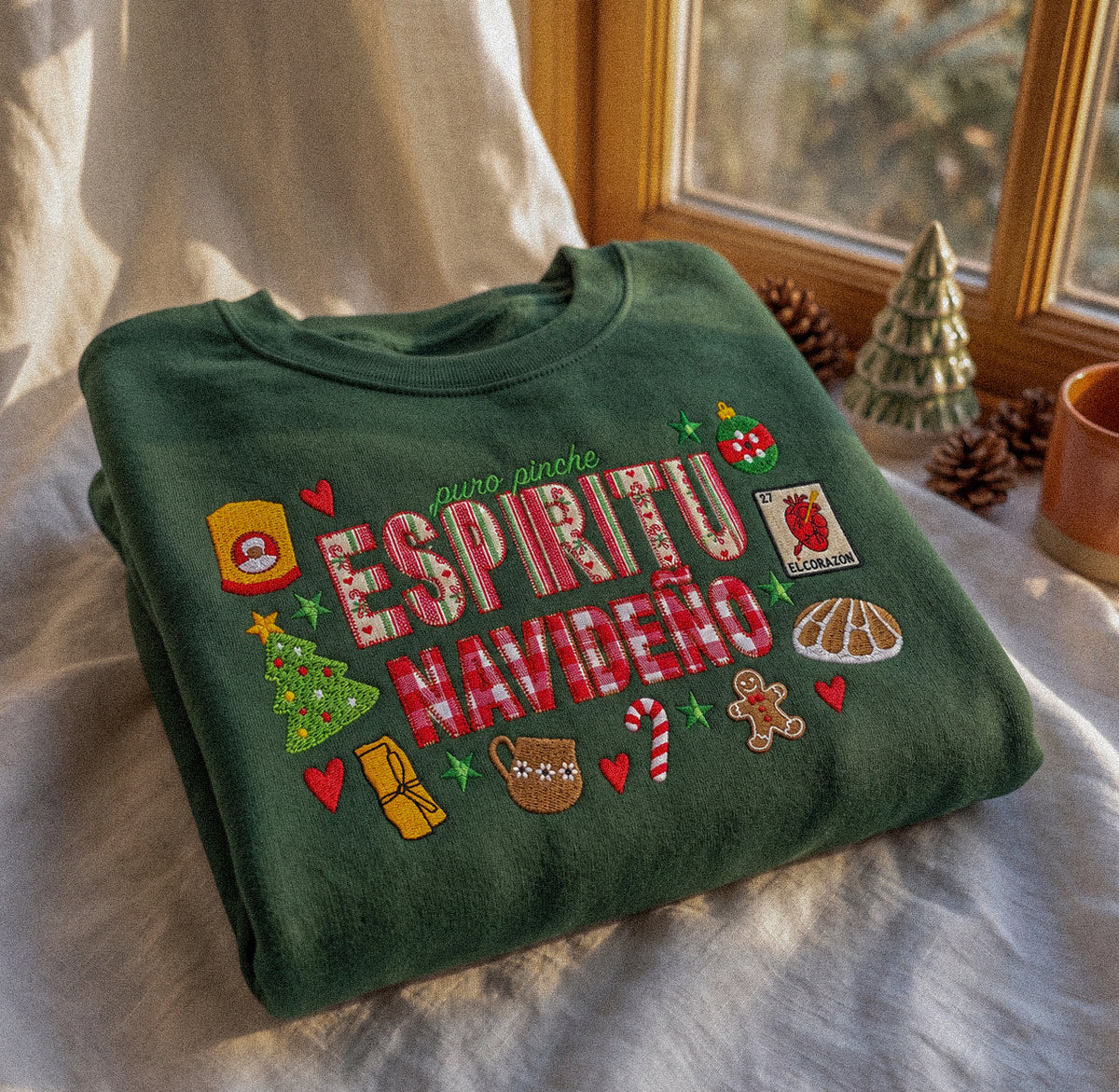 Puro Pinche Espíritu Navideño Embroidered Sweatshirt