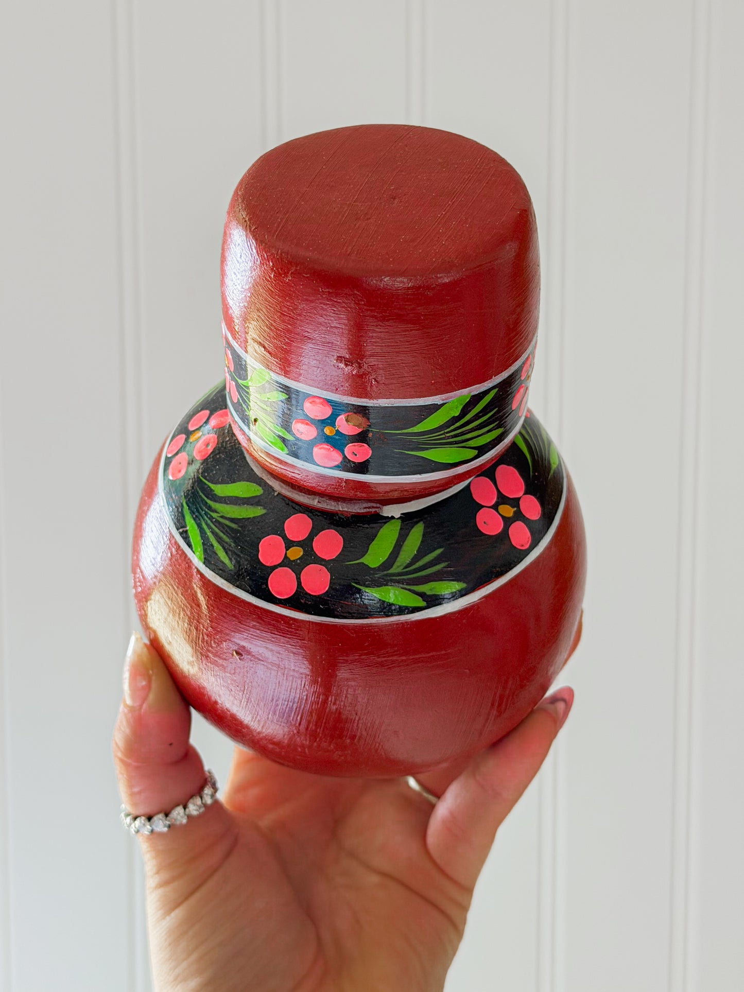 Small Red Hand Painted Cantaro with Cup