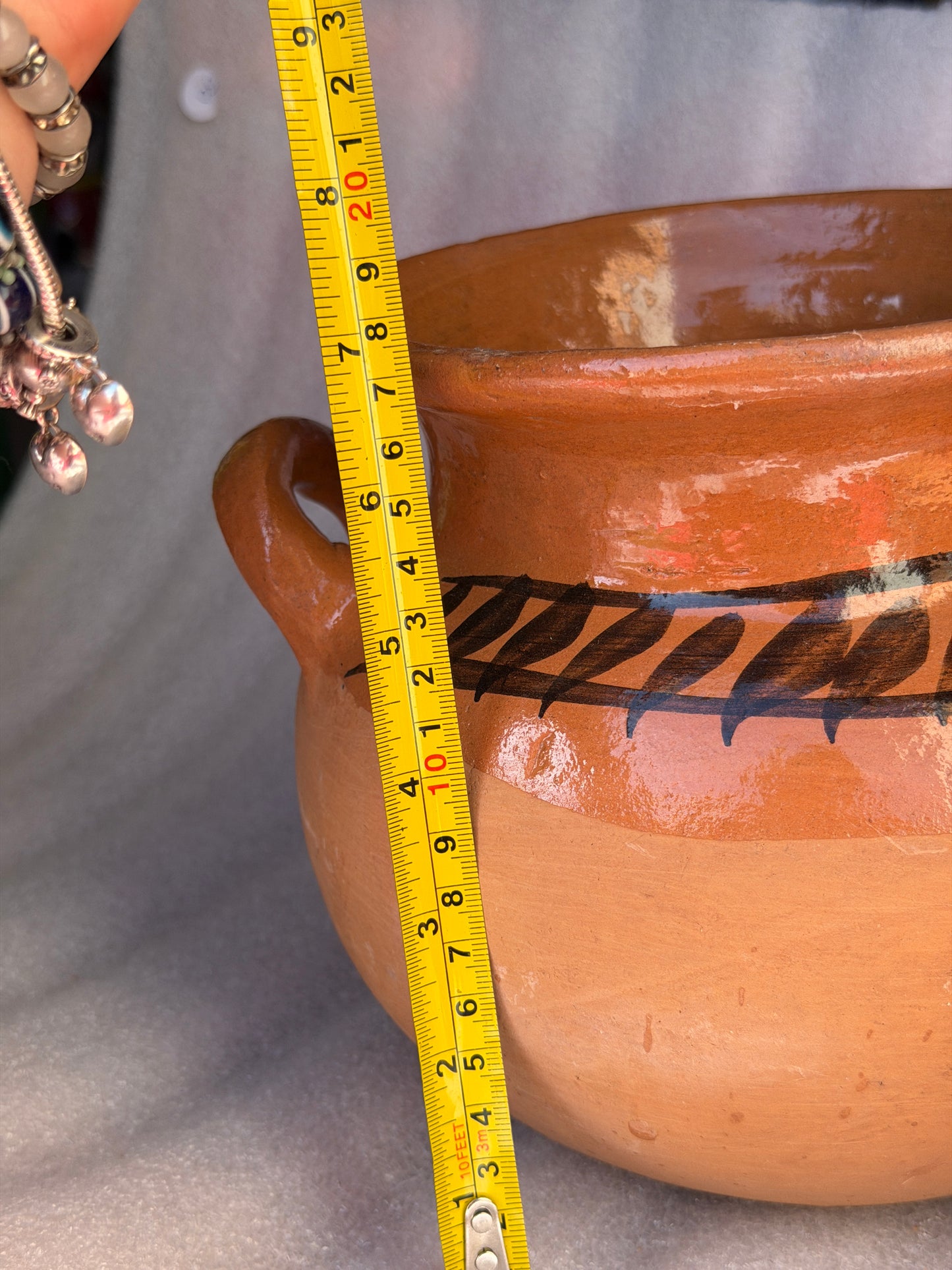 Handmade Round Mexican Barro Olla Pot