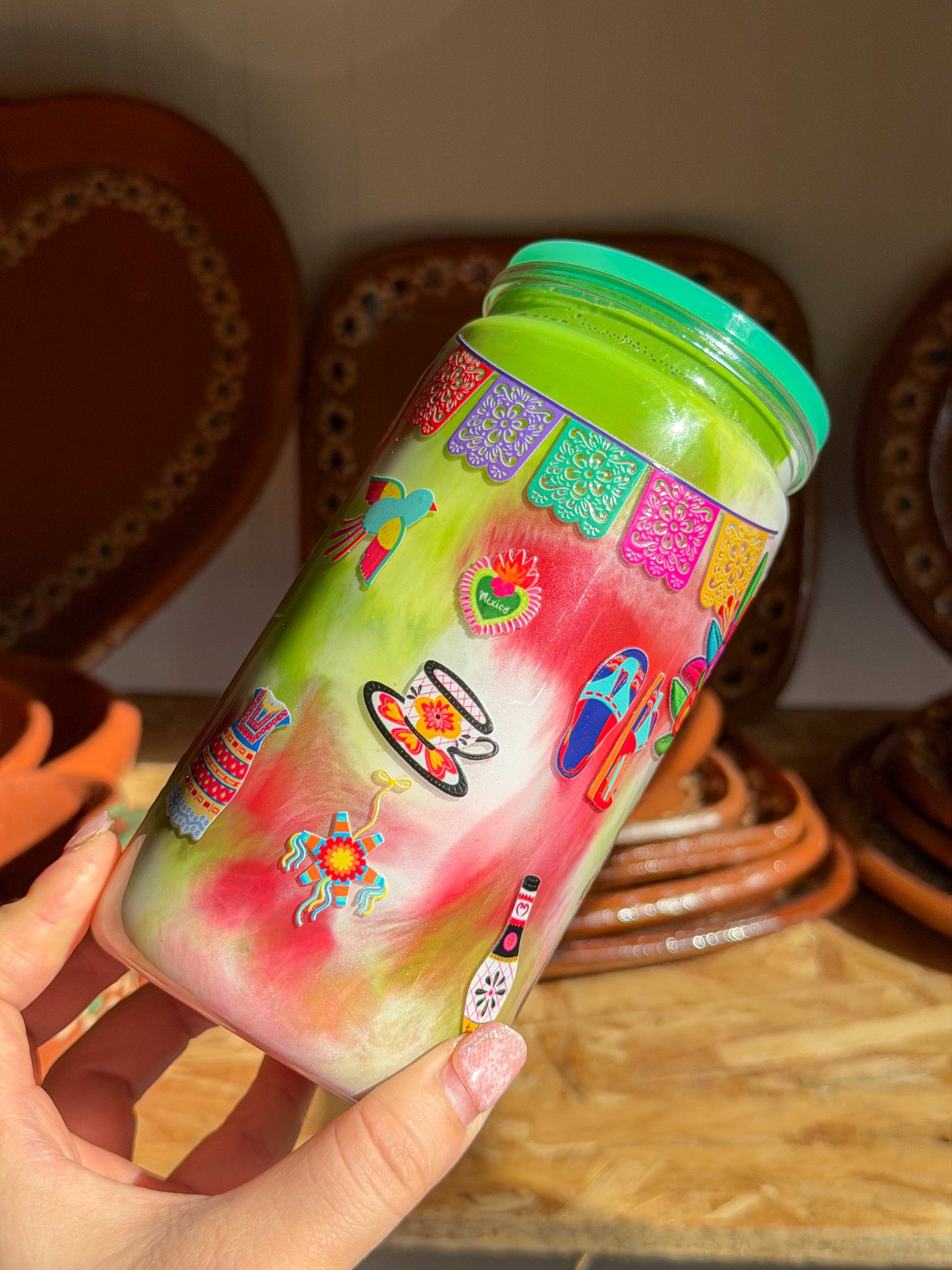 Colorful Muñeca Doll Drink Cup with Lid