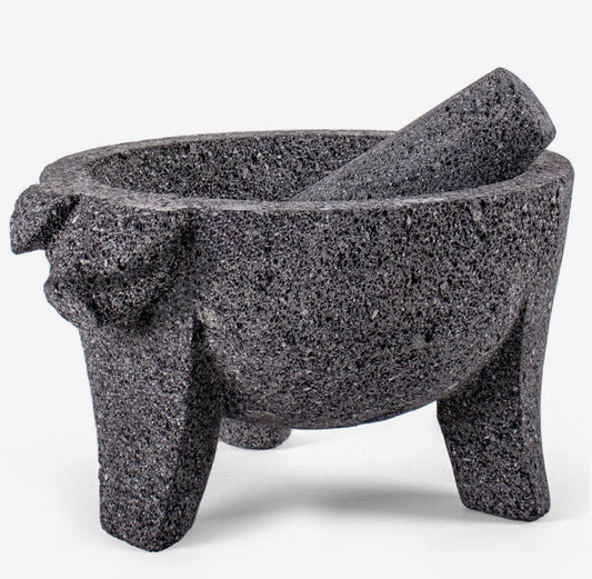 Molcajete Puerco Original 100% Lava Volcanic Stone Mortar and Pestle