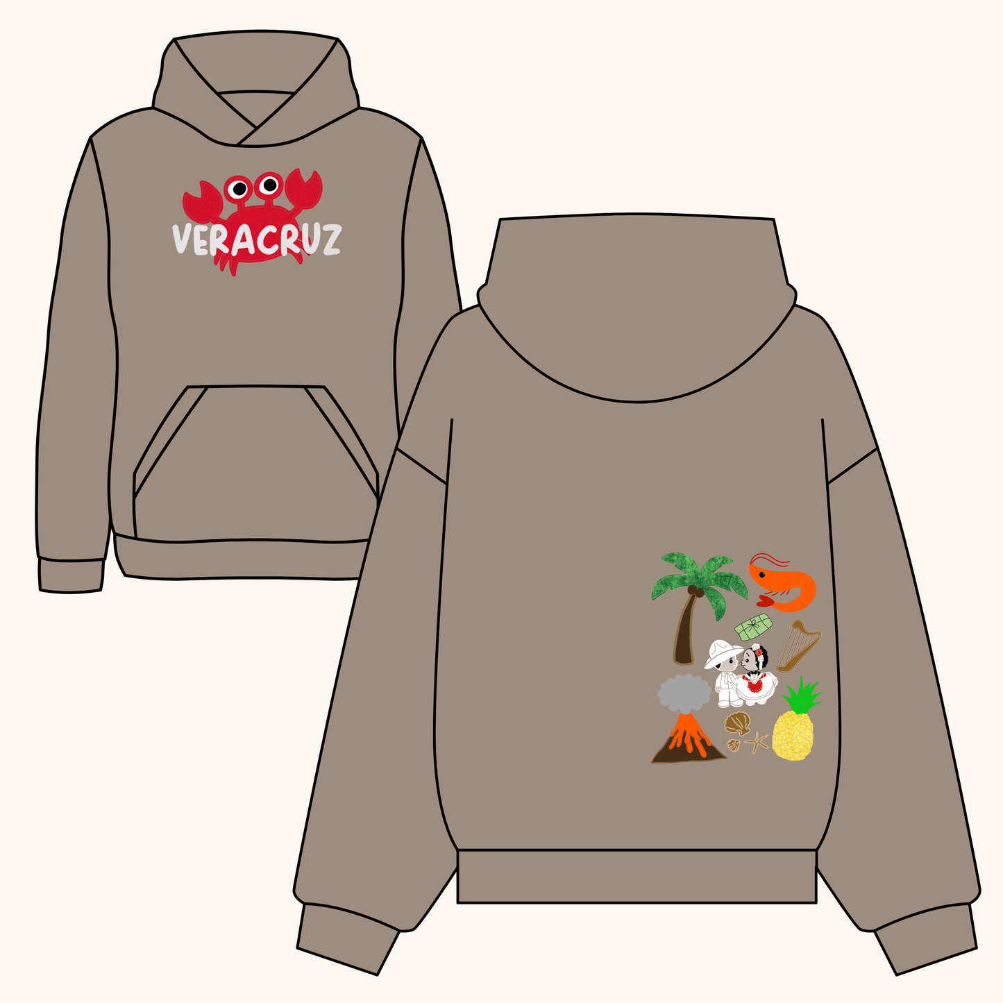 Veracruz Embroidery Patchwork Oversized Hoodie