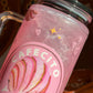 Pink Cafecito y Chisme Glitter Tumbler Mug with Handle – Concha & Coffee Design