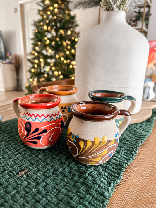 Handmade 4 Mexico Mug Set | Juego de 4 Jarritos Engobe Taza