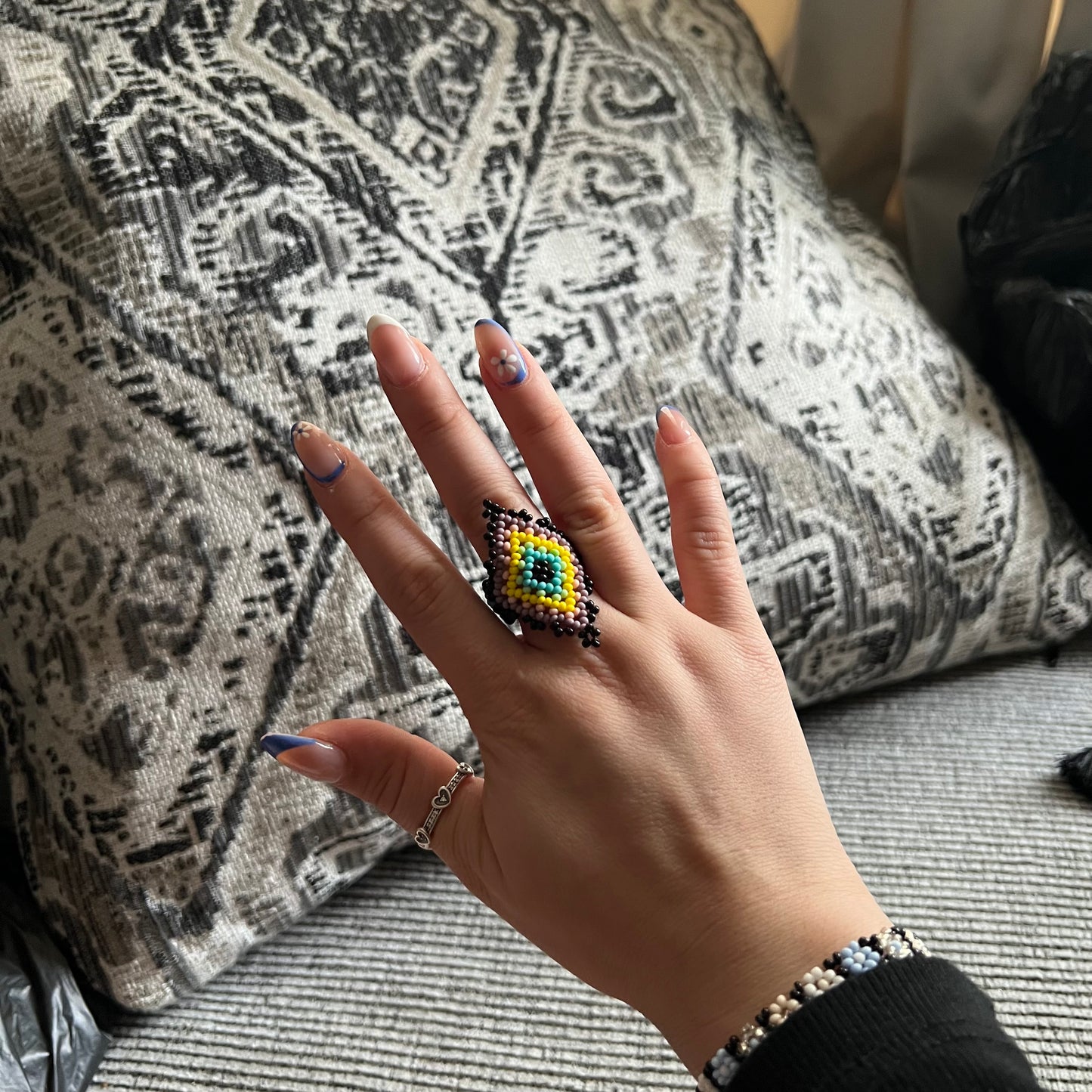 Glass Bead Huichol stretch ring