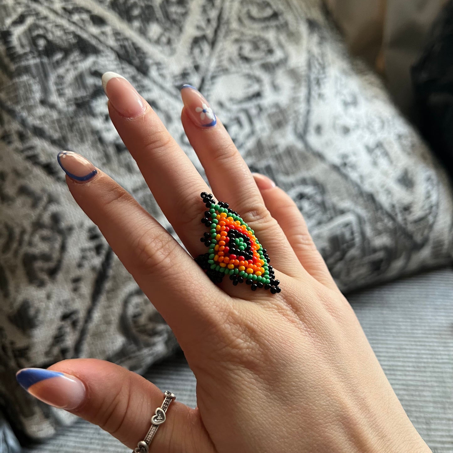 Glass Bead Huichol stretch ring