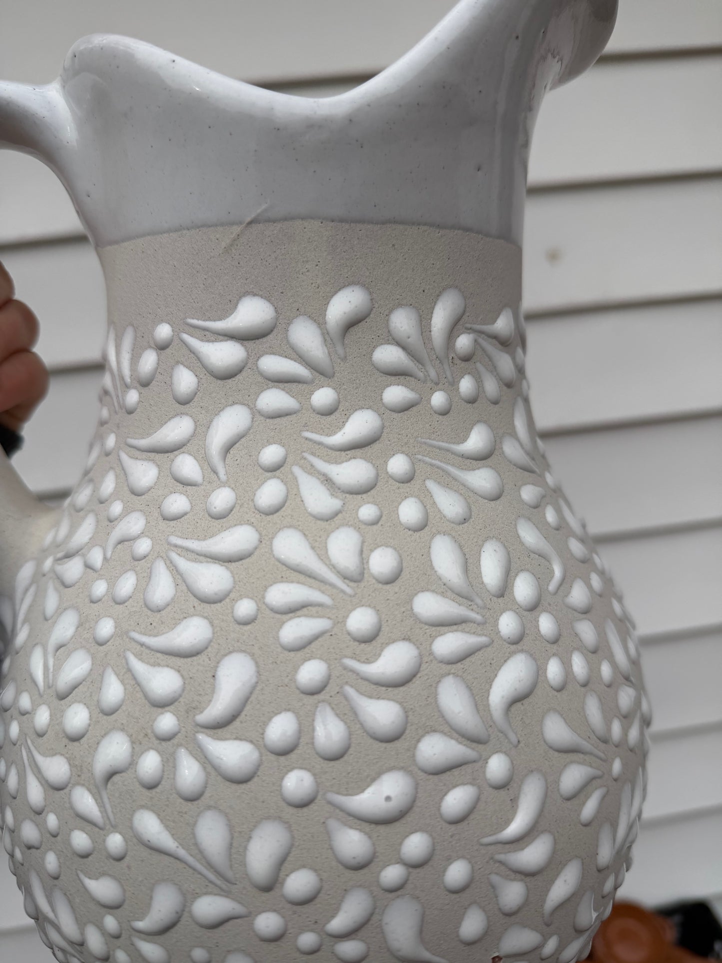 Hand-Painted White Pitcher