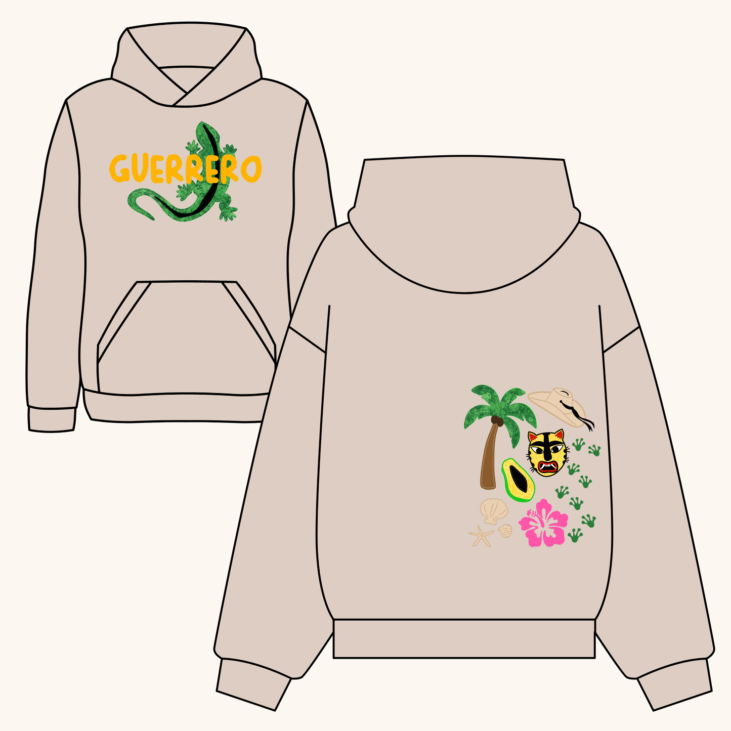 Guerrero Embroidery Patchwork Oversized Hoodie