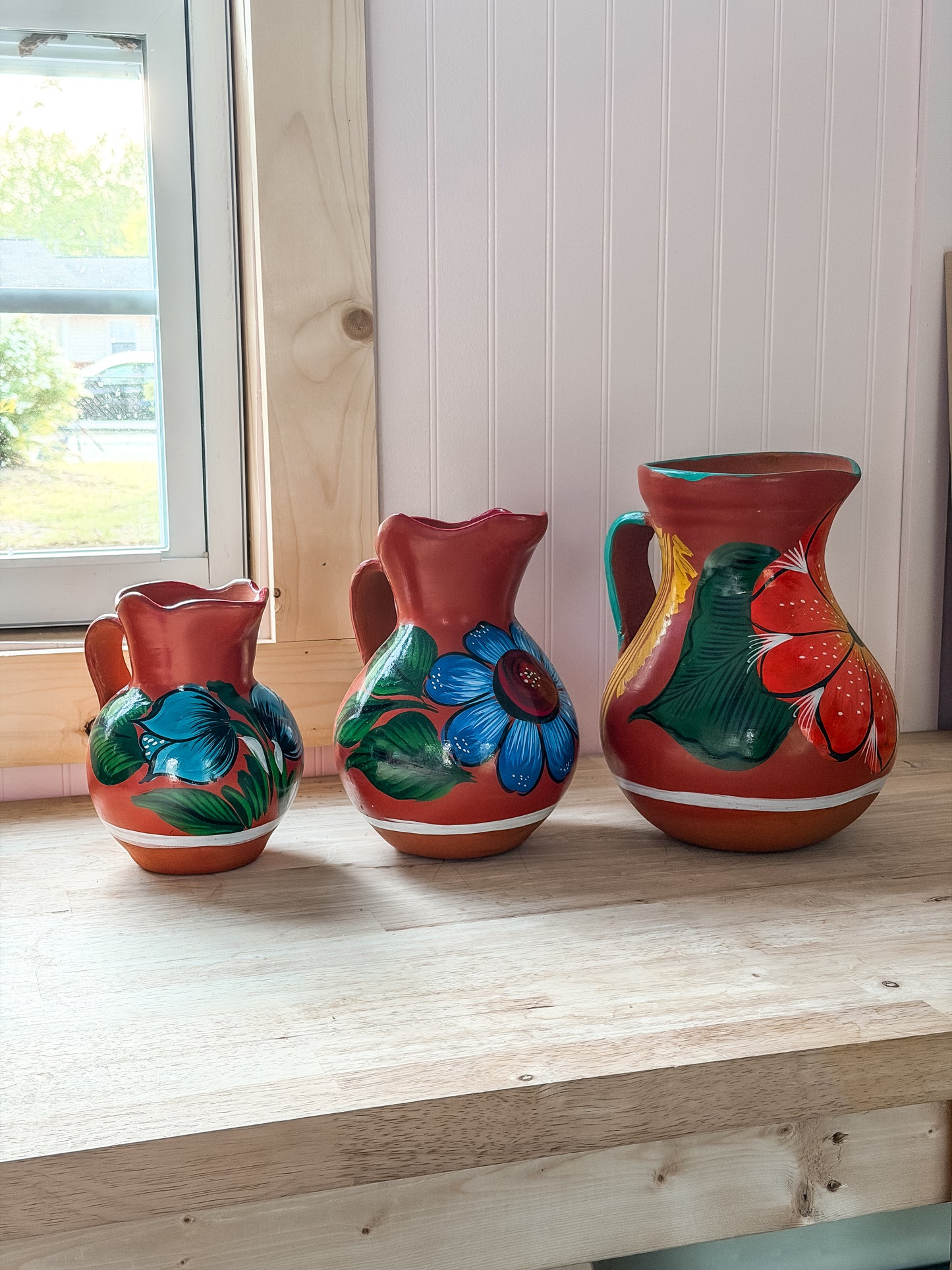 Mexican Barro Floral Pitcher