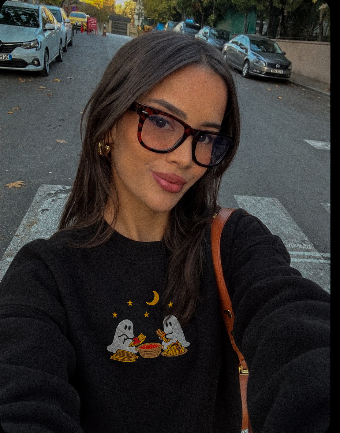 Ghosts Making Tamales Embroidered MockNeck Sweatshirt