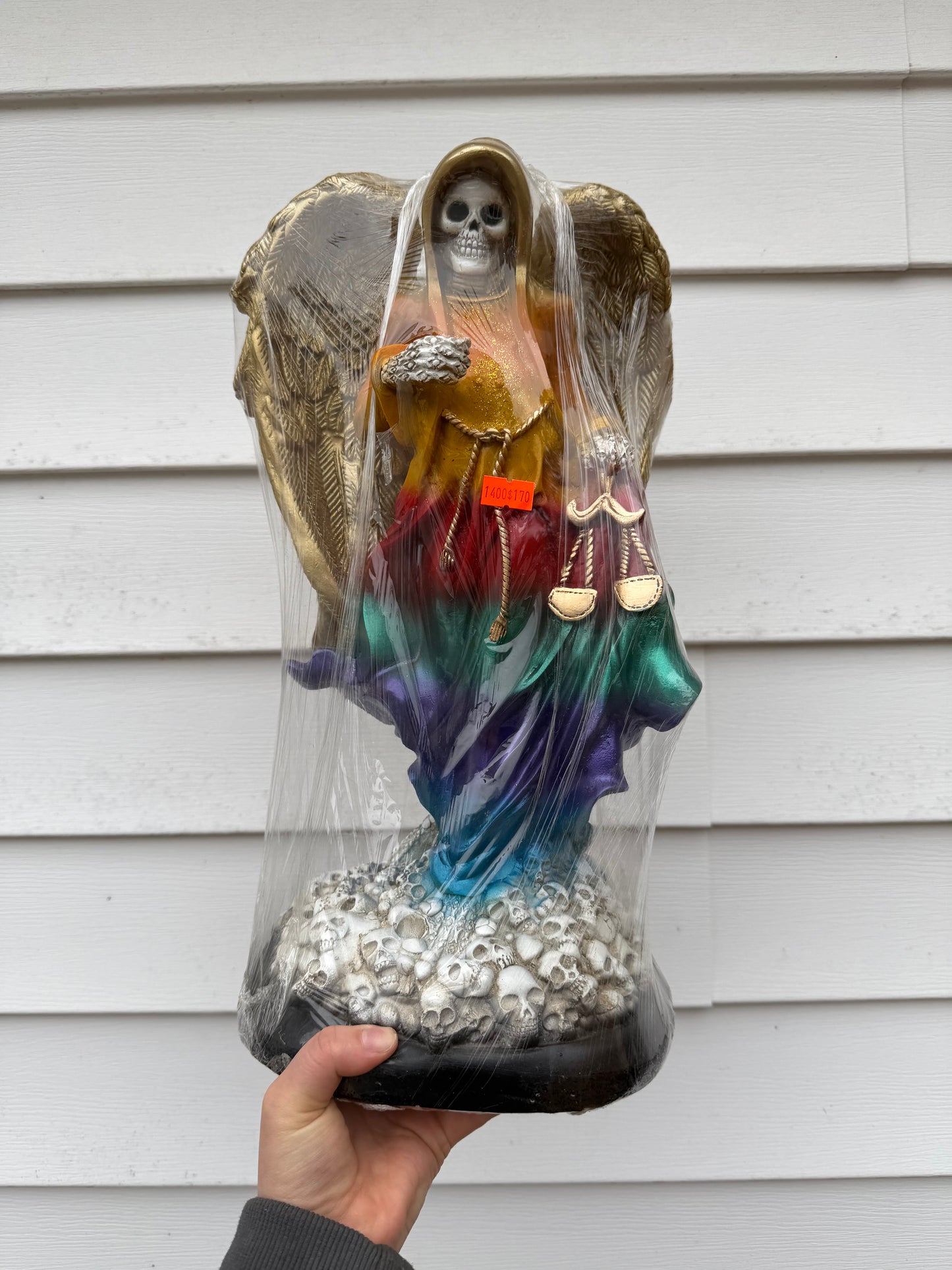 Santa Muerte Angel Wings 16in Decor Statue