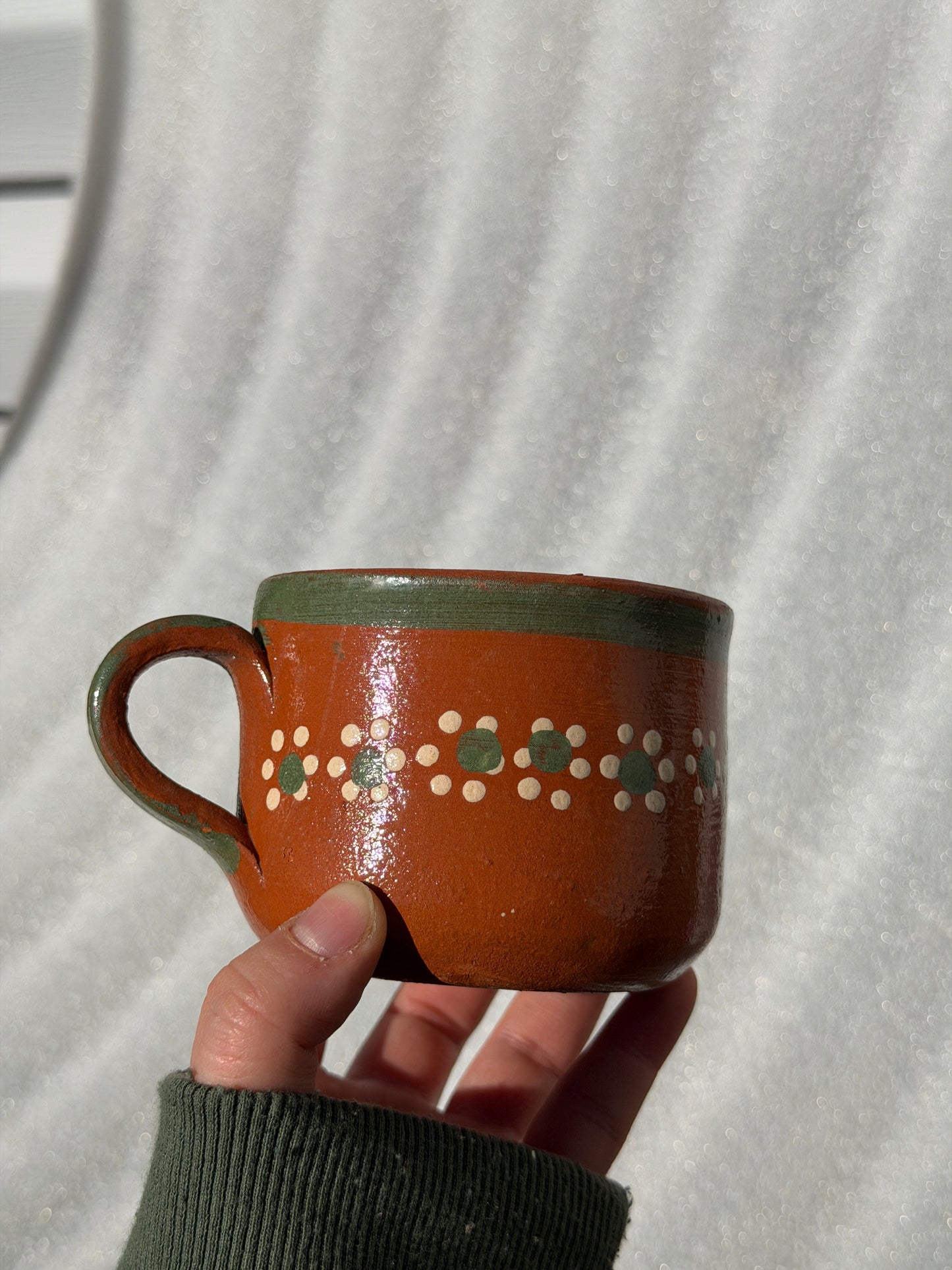 Traditional Small Green Trim Barro Mug