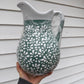 Hand-Painted Green & White Pitcher