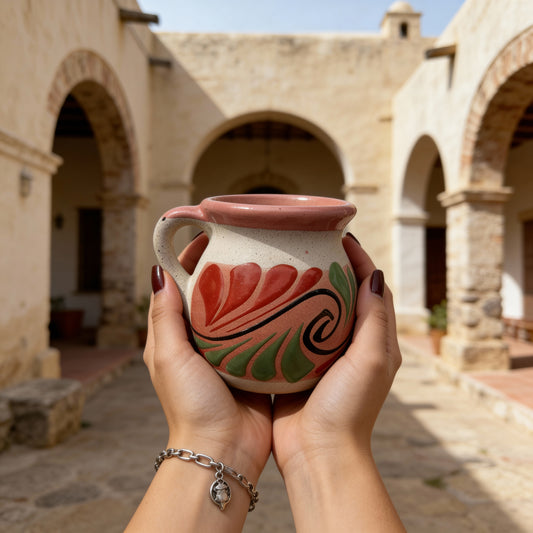 Pink Engobe Barro Hand-Painted Mug
