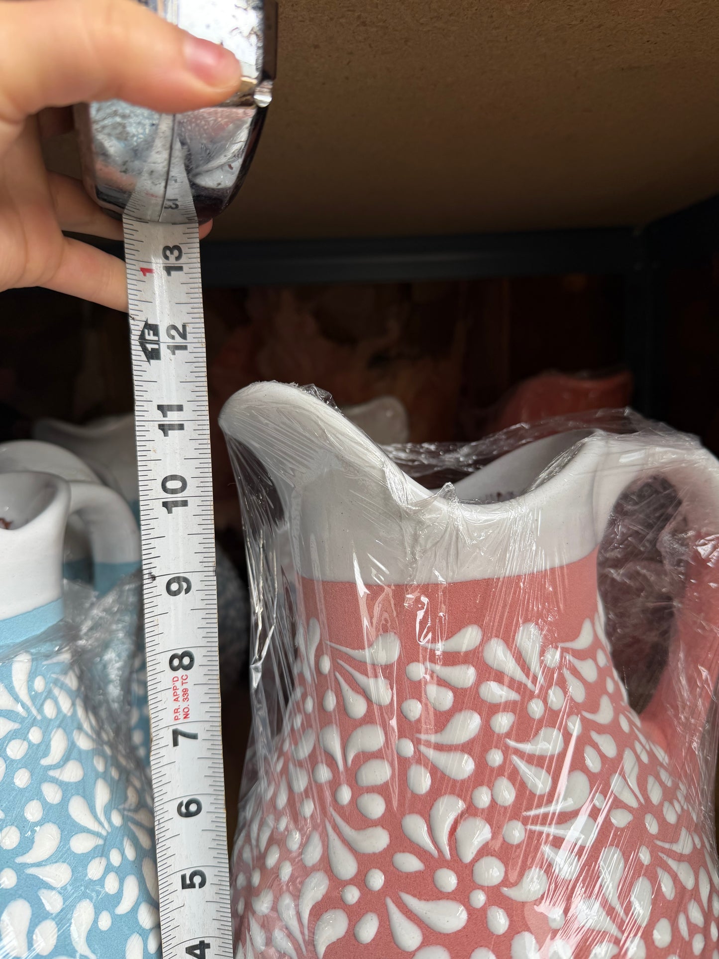 Hand-Painted Pink & White Pitcher