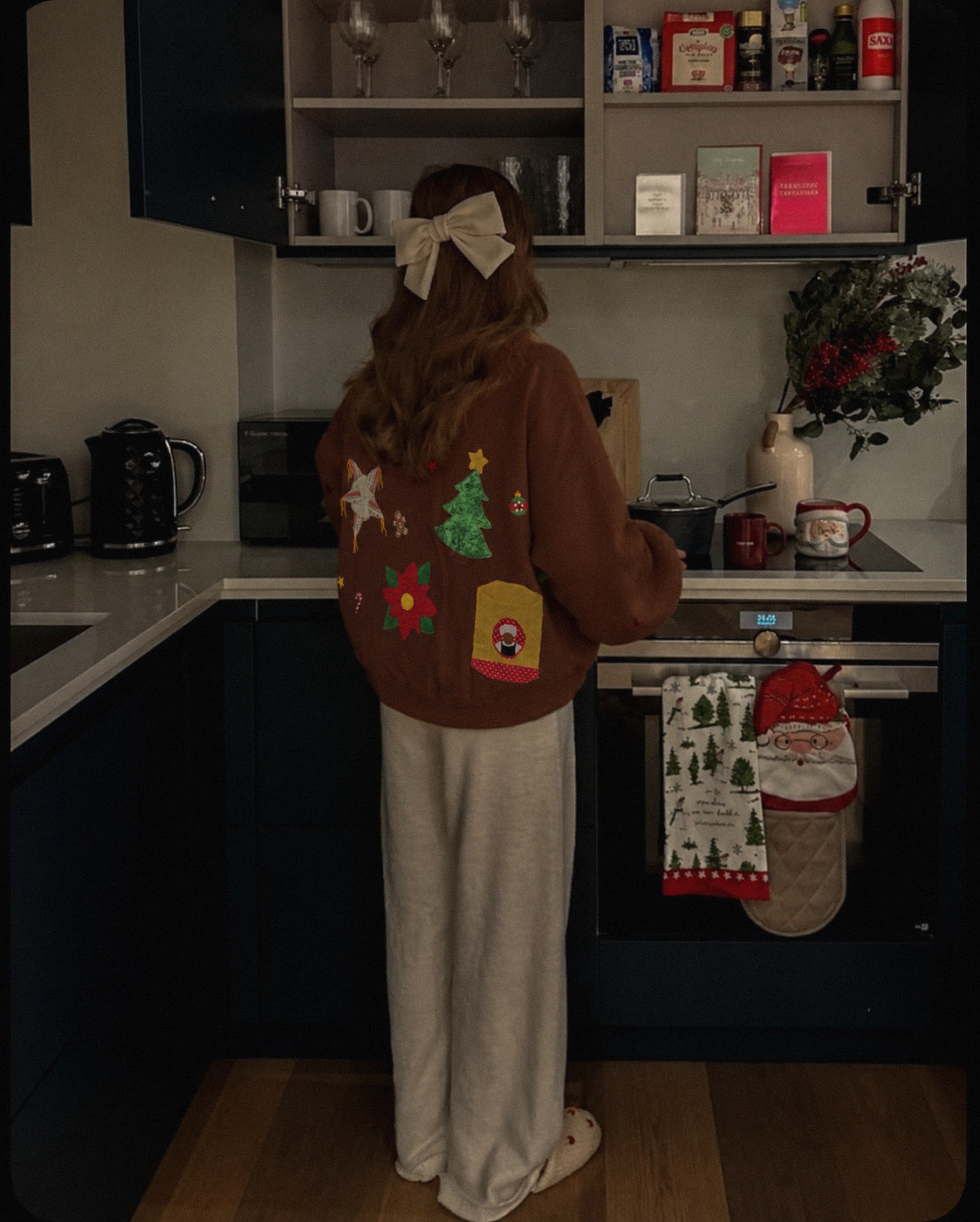 Handmade Christmas Appliqué & Embroidered Sweatshirt