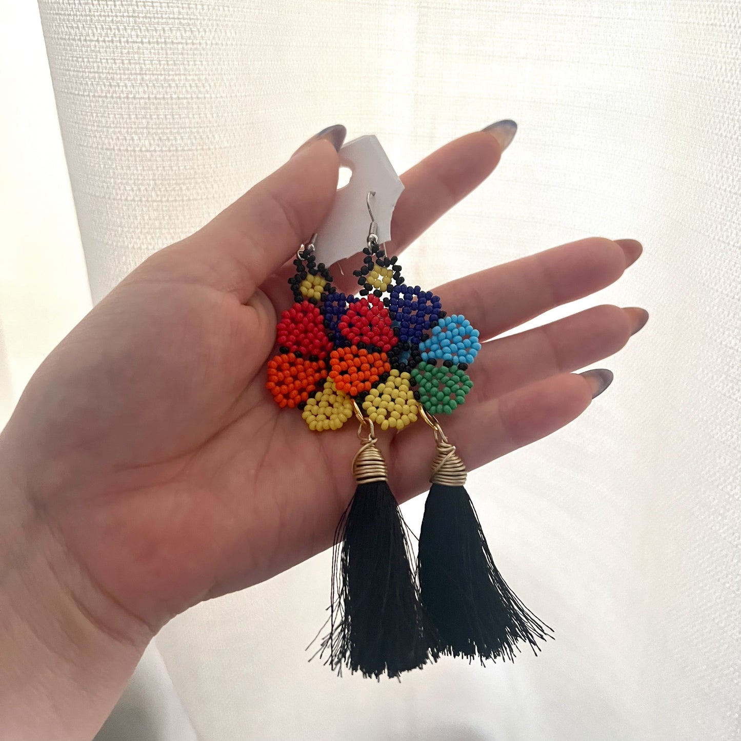 Dangling Flowered Beaded Earrings