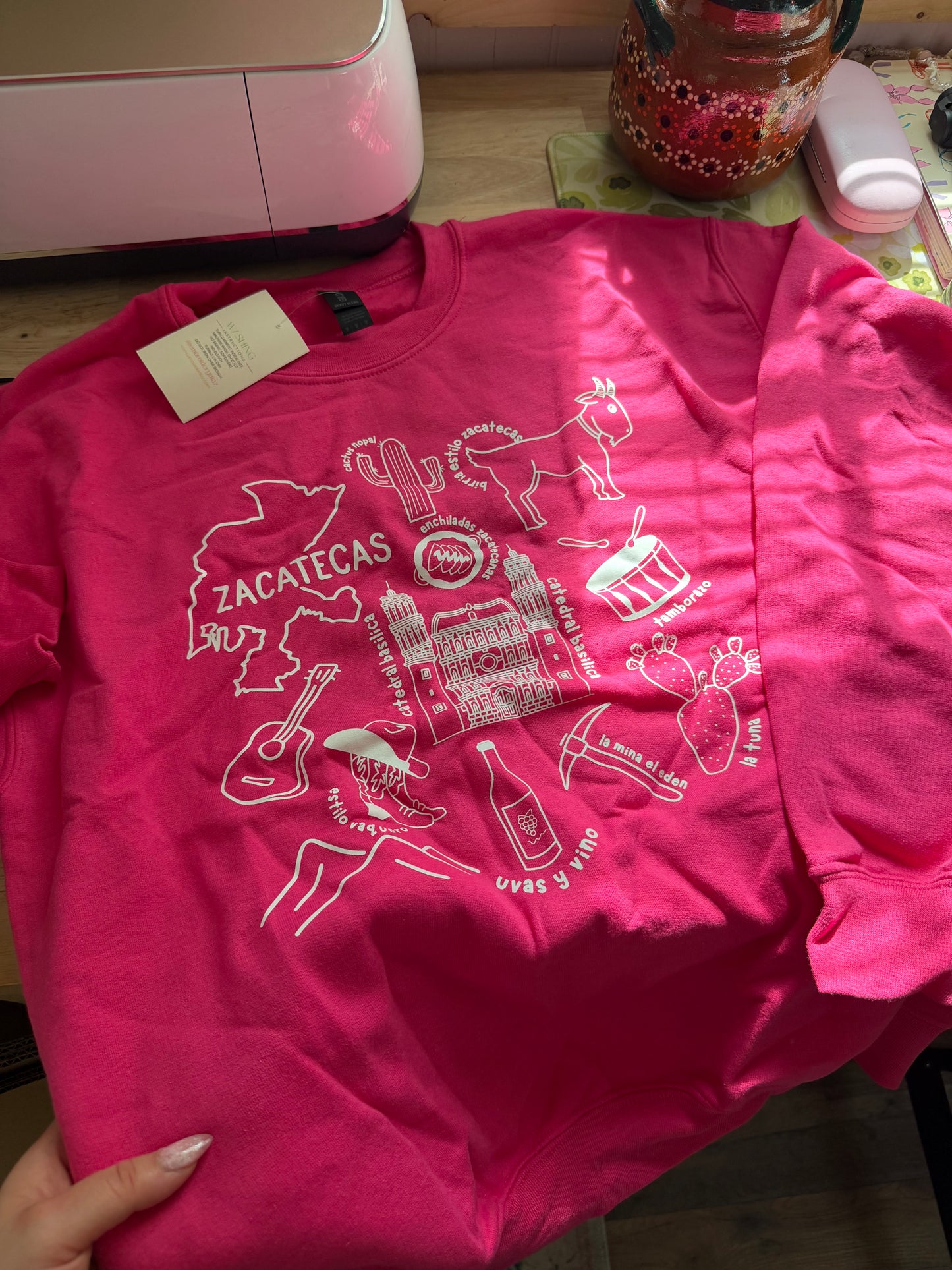 Zacatecas Hibiscus Pink Sweater