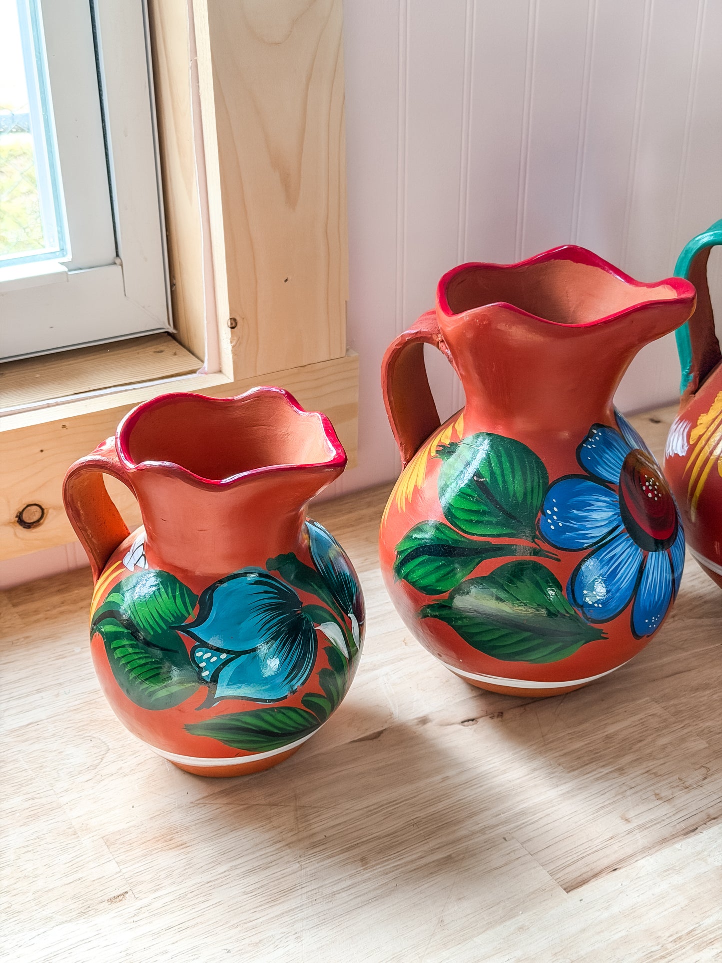 Mexican Barro Floral Pitcher