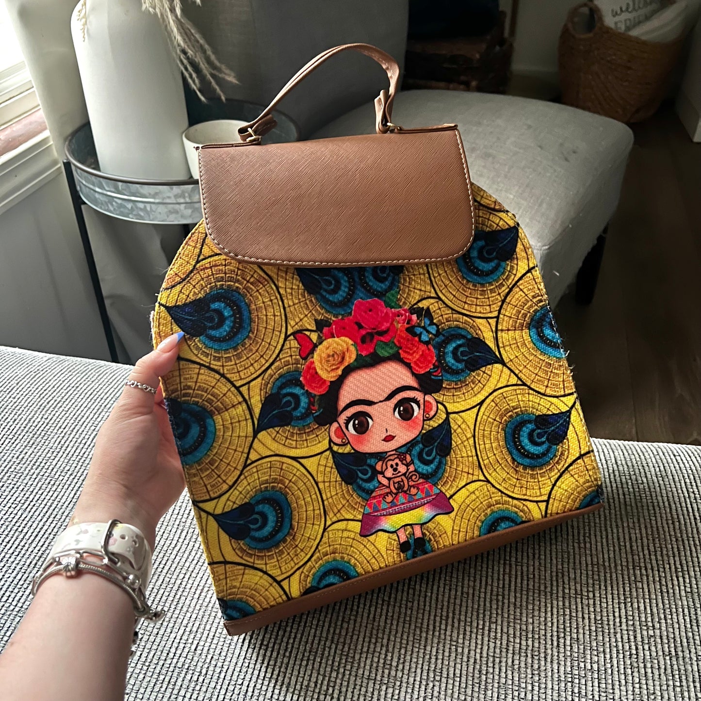 Frida Kahlo Yellow Artisan Back Pack