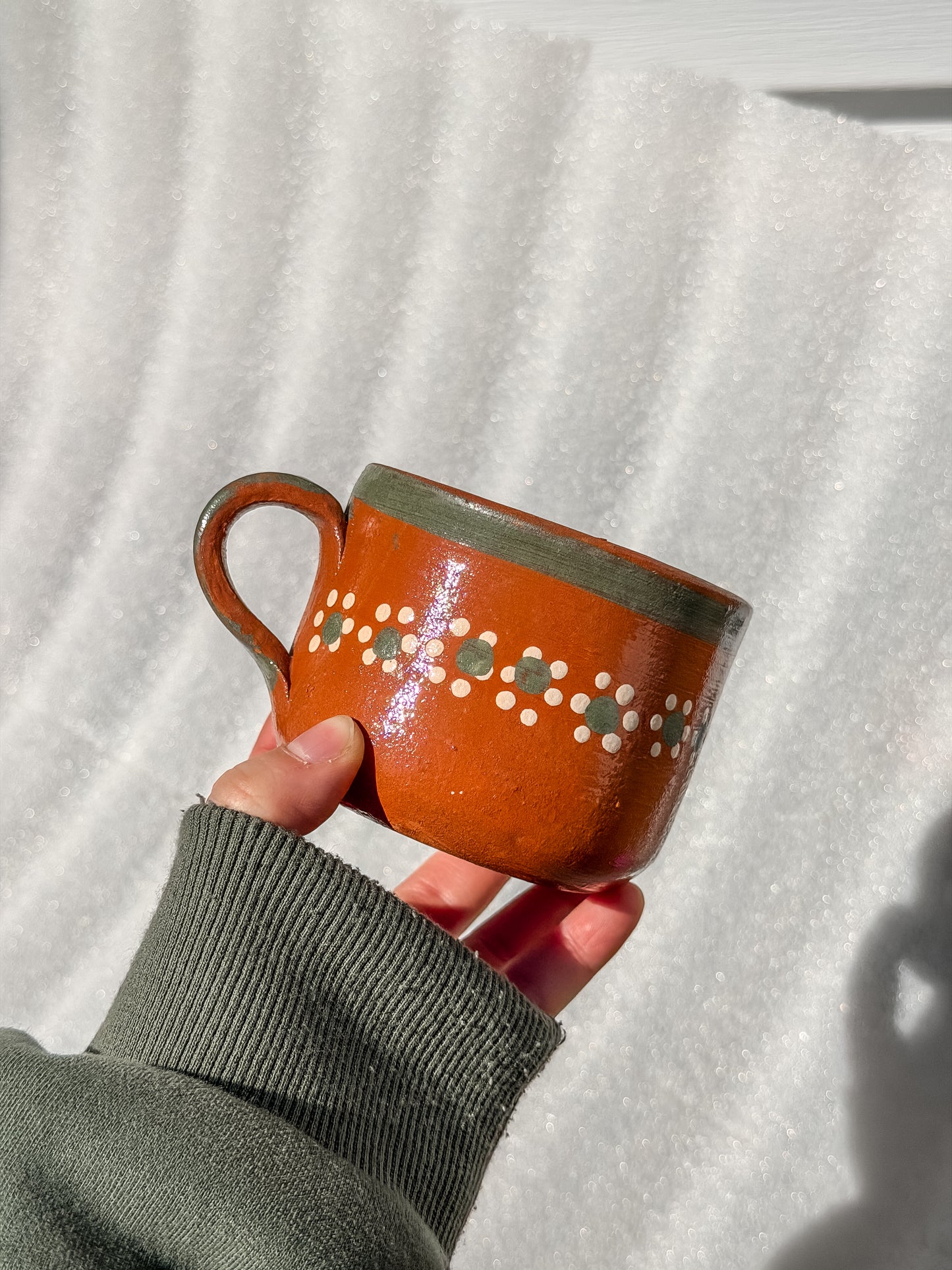 Traditional Small Green Trim Barro Mug