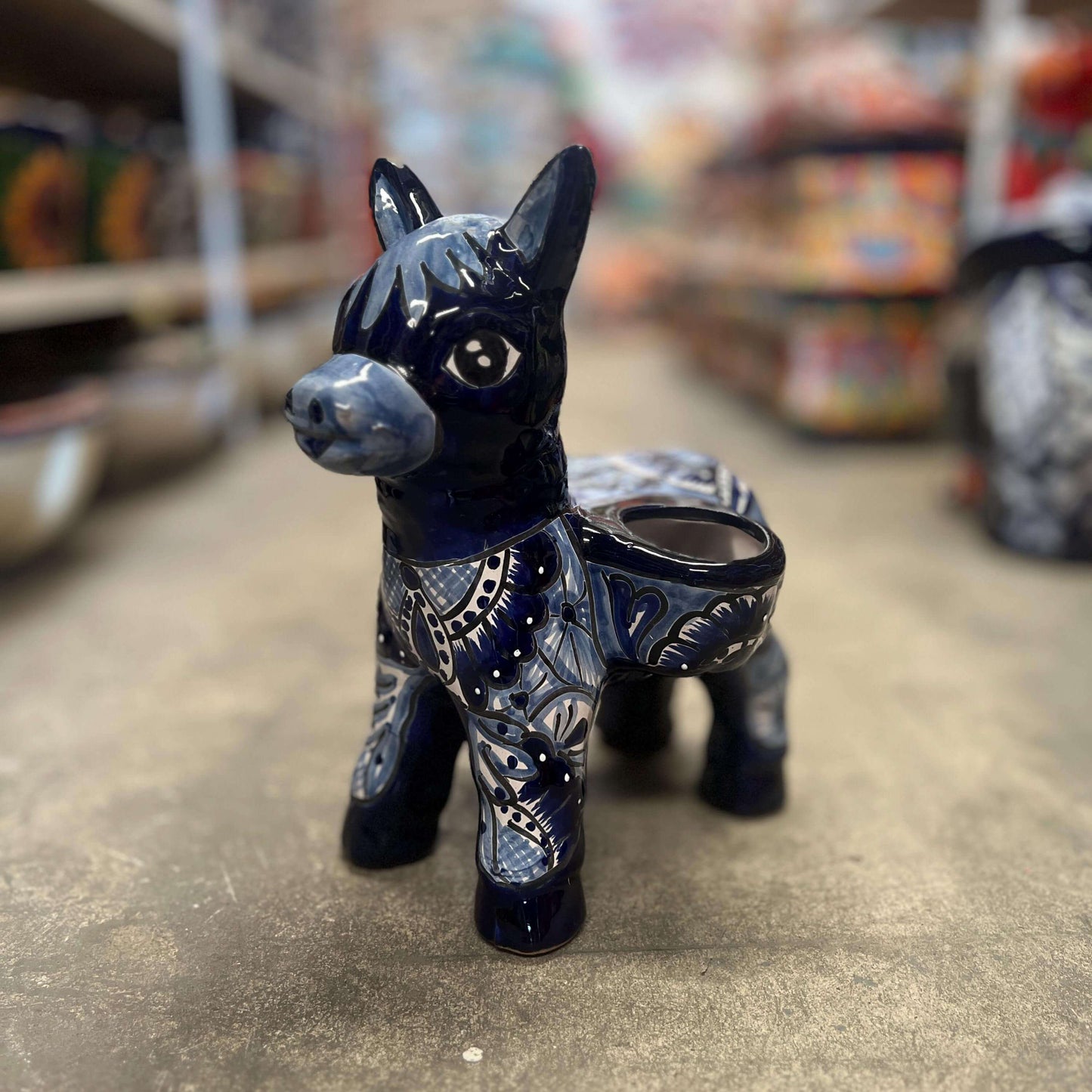 Blue & White Talavera Burro Planter | Handcrafted Mexican Donkey