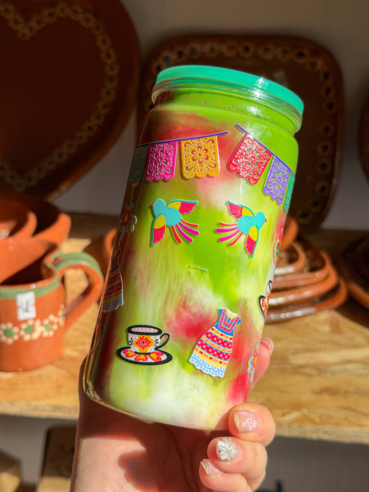 Colorful Muñeca Doll Drink Cup with Lid
