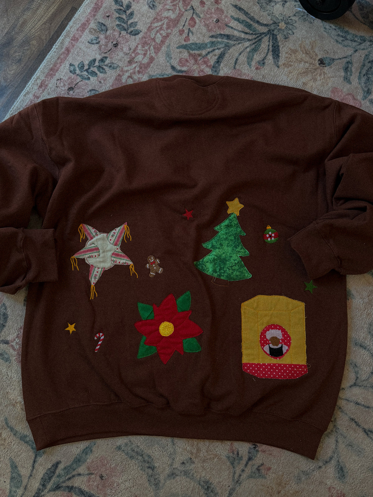Handmade Christmas Appliqué & Embroidered Sweatshirt