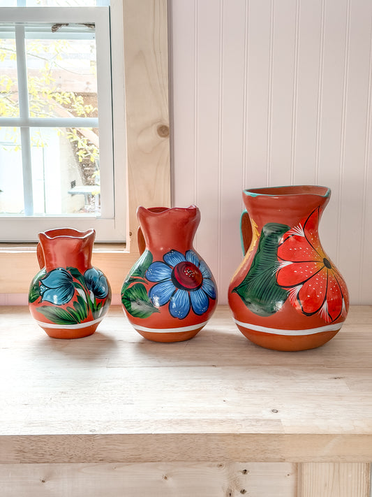 Mexican Barro Floral Pitcher