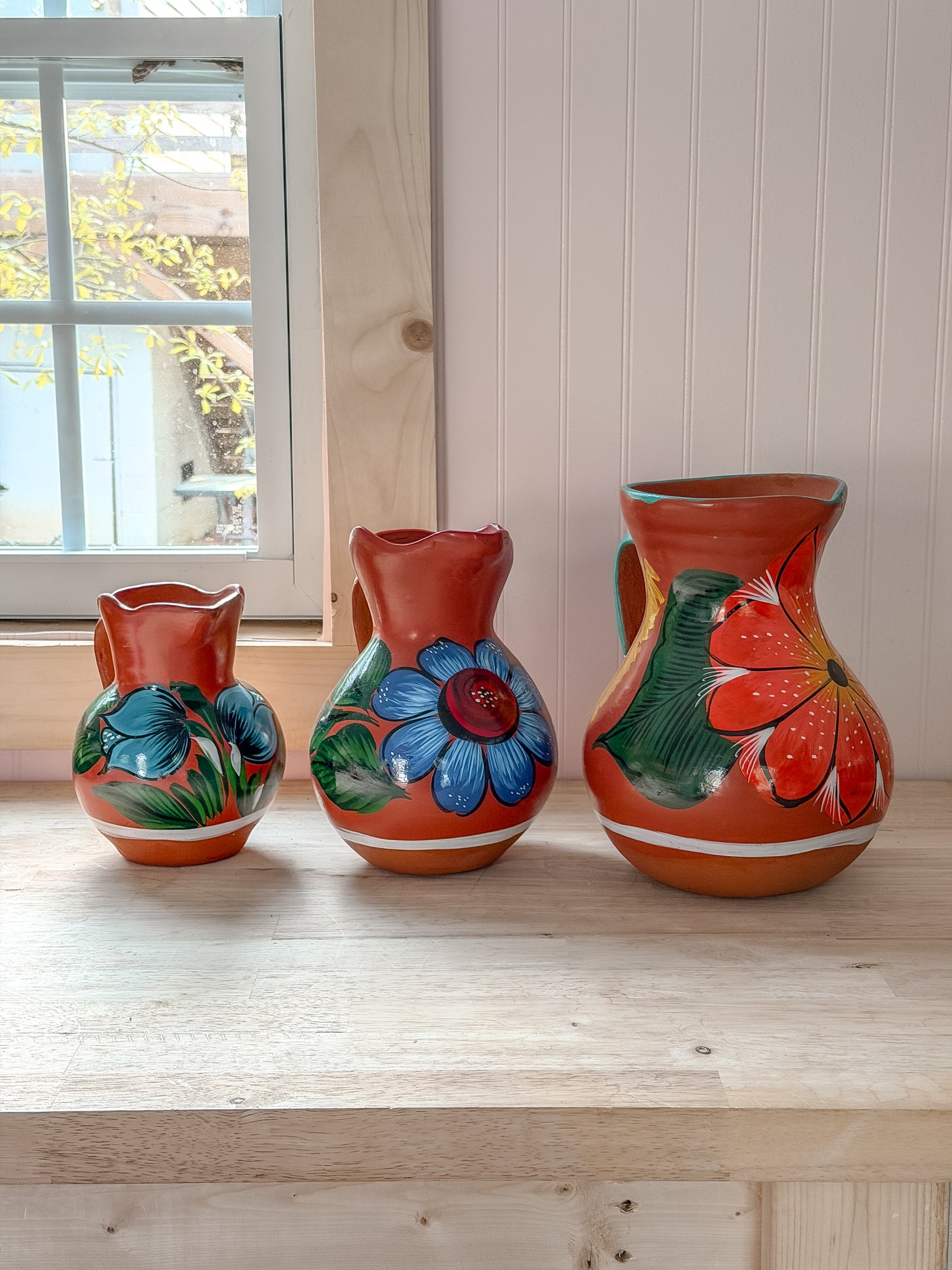 Mexican Barro Floral Pitcher