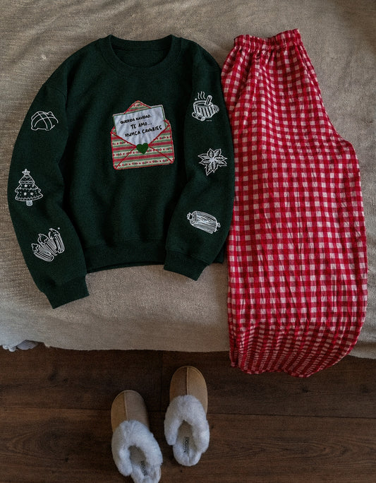 Querida Navidad Applique Embroidery Sweater