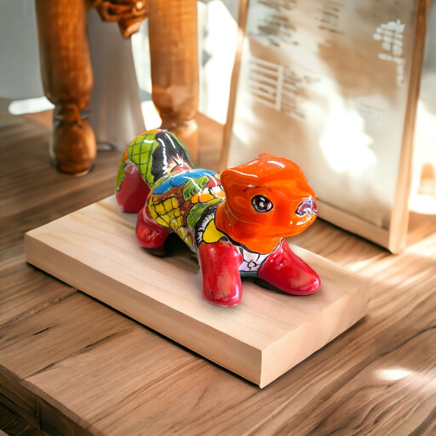 Talavera Squirrel Statue | Colorful Hand-Painted Mexican Figurine