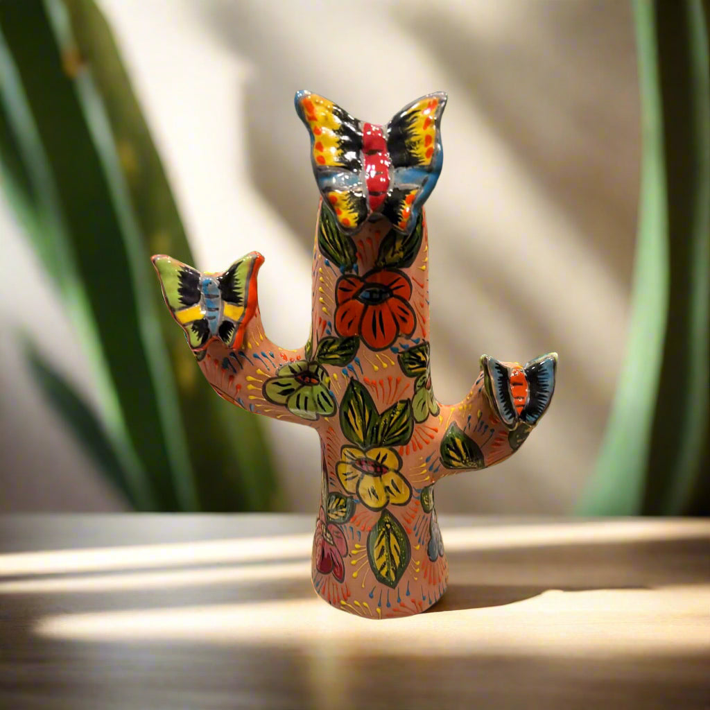 Talavera Cactus Statue | Colorful Handmade Mexican Art
