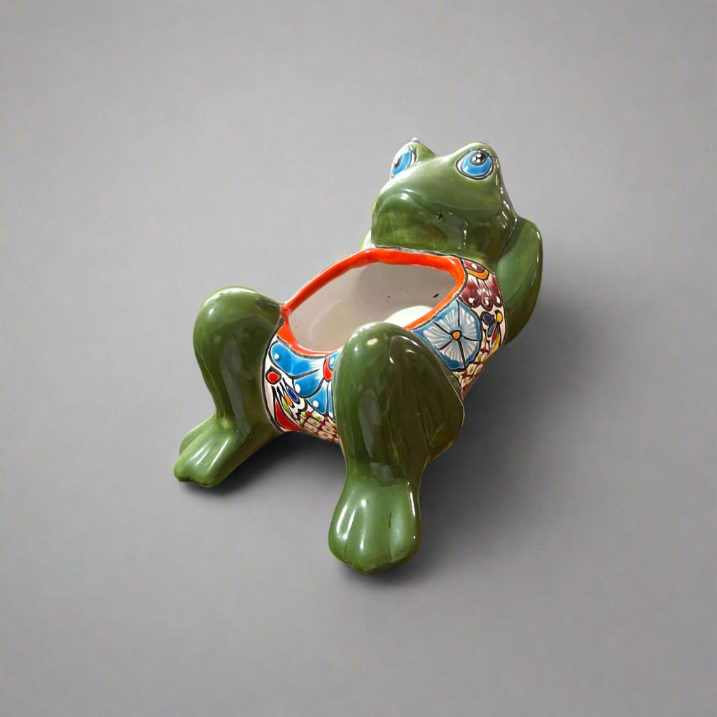 Talavera Frog Planter | Hand-Painted Mexican Ceramic Pot